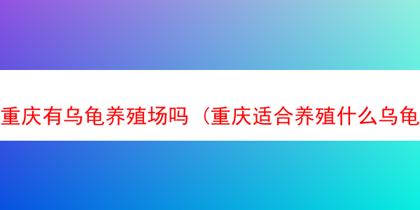 重庆有乌龟养殖场吗 (重庆适合养殖什么乌龟)