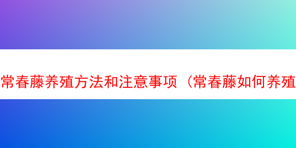 常春藤养殖方法和注意事项 (常春藤如何养殖)