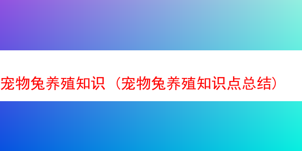 宠物兔养殖知识 (宠物兔养殖知识点总结)