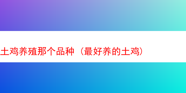 土鸡养殖那个品种 (最好养的土鸡)