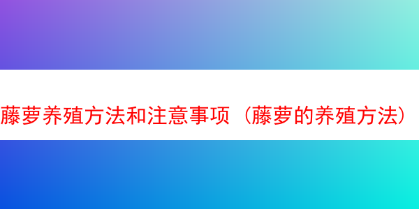 藤萝养殖方法和注意事项 (藤萝的养殖方法)