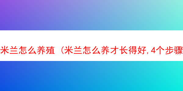 米兰怎么养殖 (米兰怎么养才长得好,4个步骤教你养殖米兰)