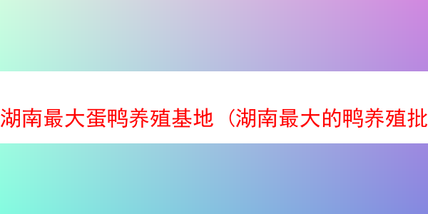 湖南最大蛋鸭养殖基地 (湖南最大的鸭养殖批发基地)