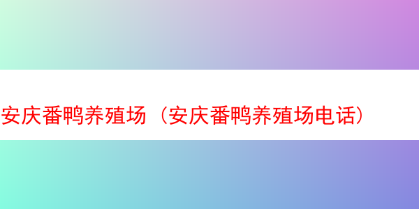 安庆番鸭养殖场 (安庆番鸭养殖场电话)