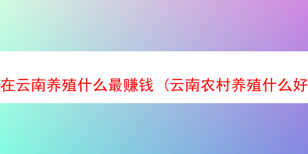 在云南养殖什么最赚钱 (云南农村养殖什么好养又好卖?)