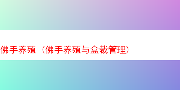 佛手养殖 (佛手养殖与盒裁管理)