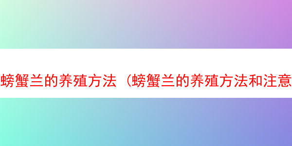 螃蟹兰的养殖方法 (螃蟹兰的养殖方法和注意事项)